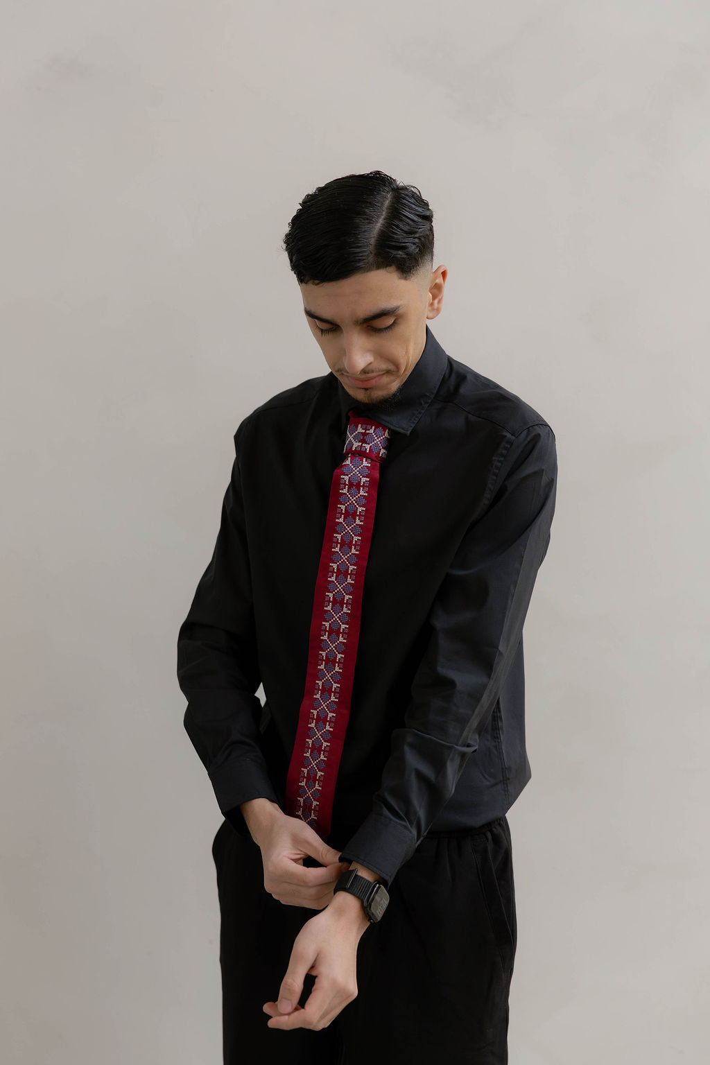 Satin Tatreez tie Ice