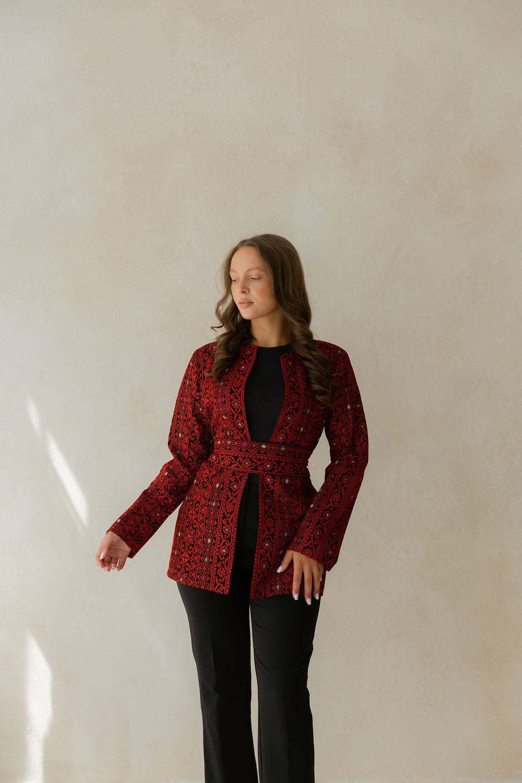 Embroidery Blazer Red