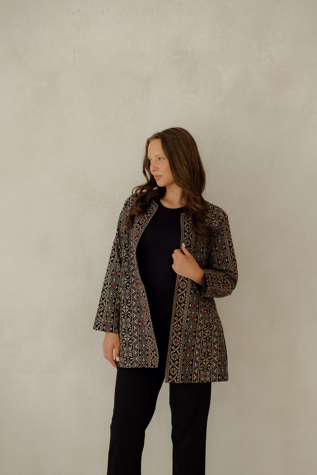 Embroidery Blazer Gold