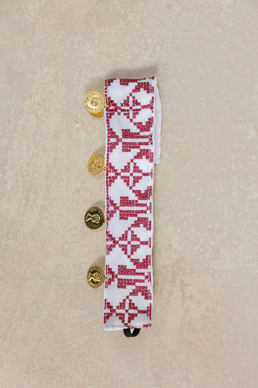 Hairband White burgundy