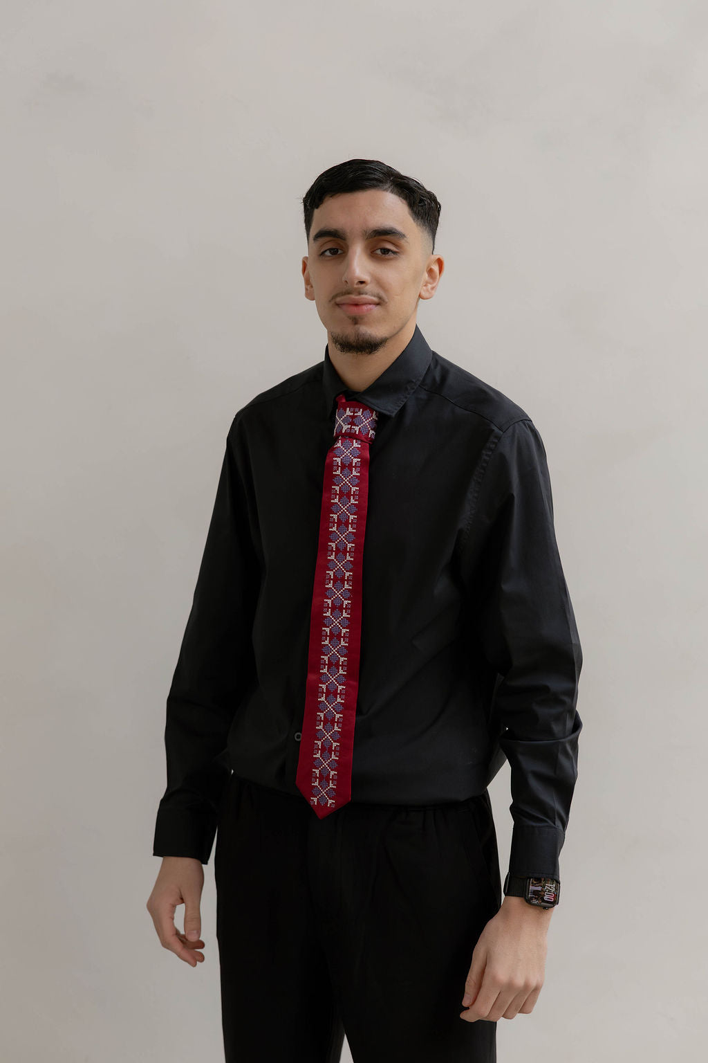 Satin Tatreez tie Ice