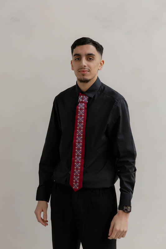 Satin Tatreez tie Ice