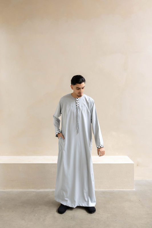 Djellaba Keffiyeh light grey