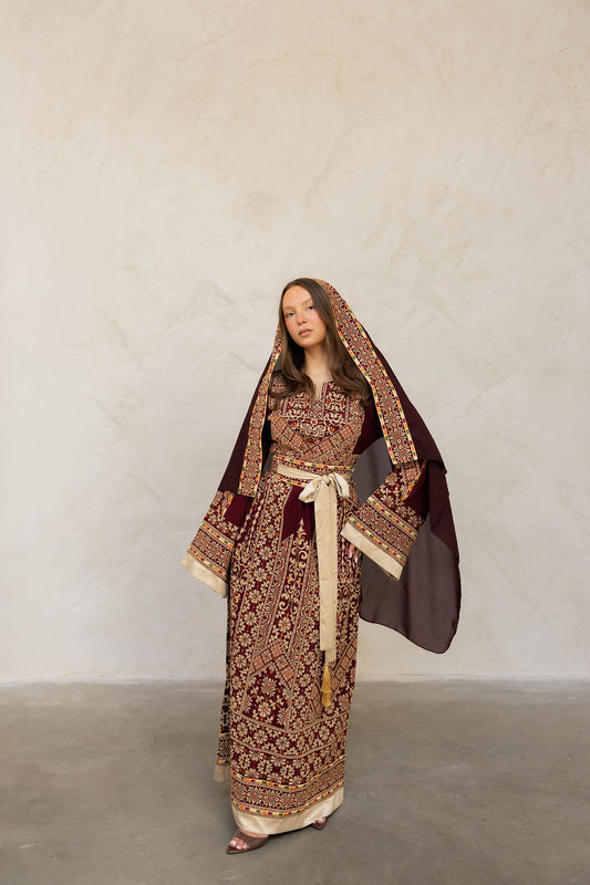 Full embroidery Burgundy